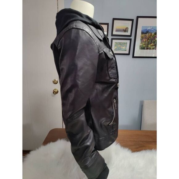 Johnny by MBJ Faux Leather Jacket With Sweatshirt Insert - Picture 2 of 8